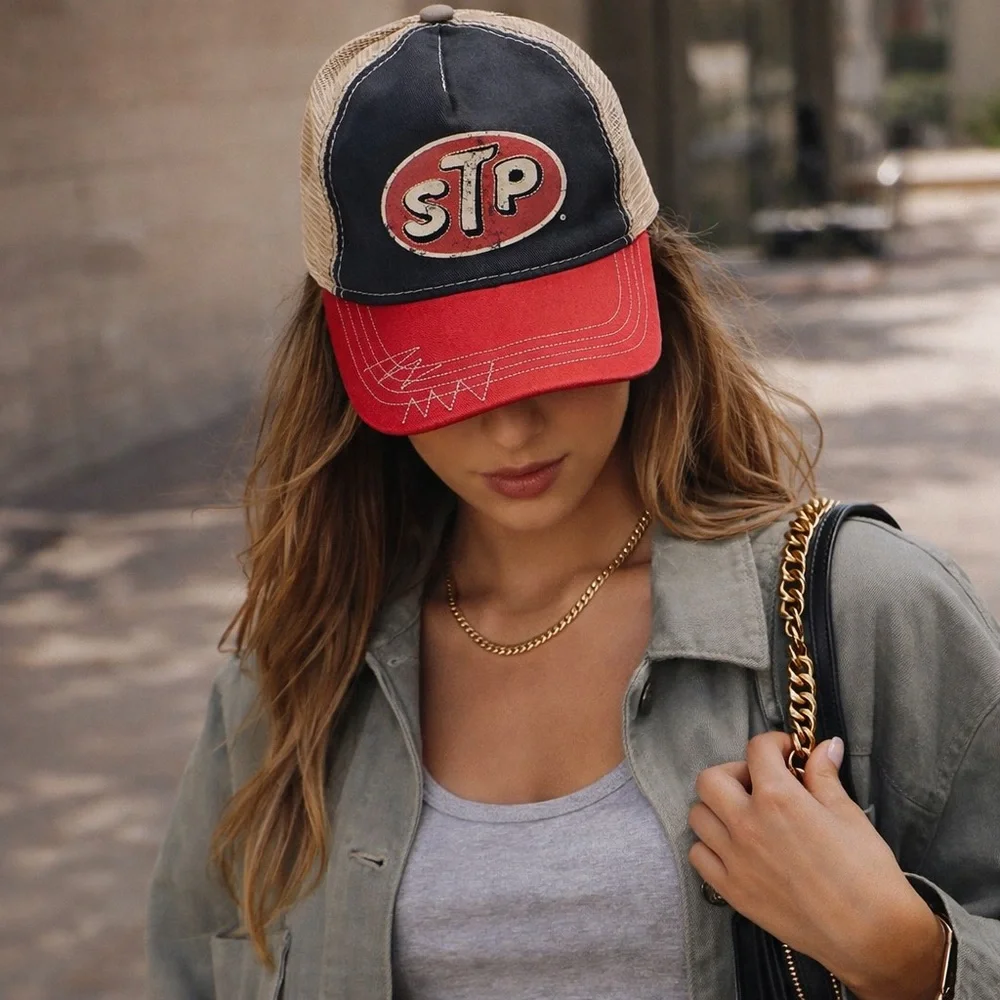 STP Vintage Red and Navy Trucker Hat